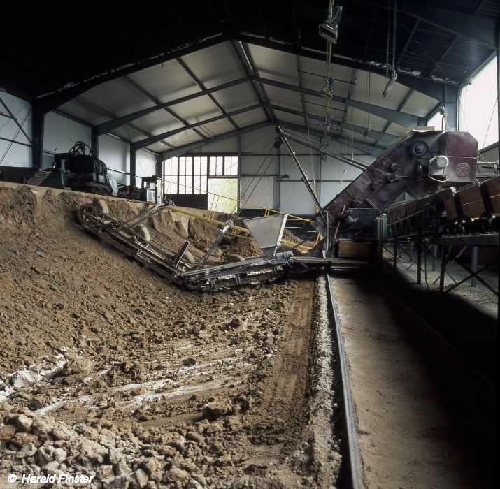 storage area with bucken chain excavator