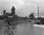 harbour with blast furnaces A and B